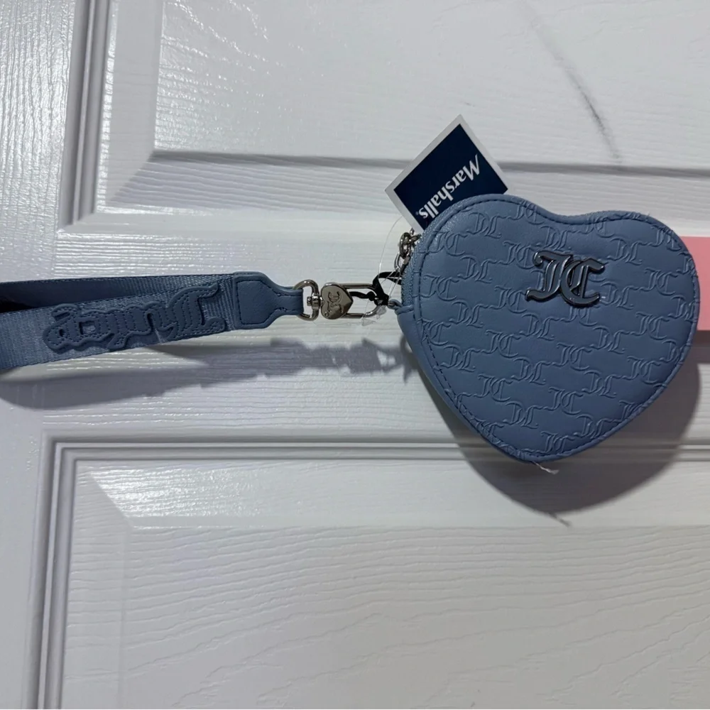 NWT Juicy Couture Team Juicy Forever Heart Zip Around in Dusty Blue